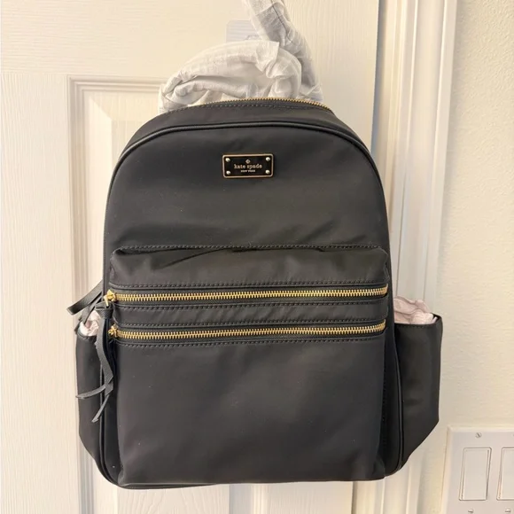 kate spade | Bags | Kate Spade Charcoal Backpack With Gold  display picture 3